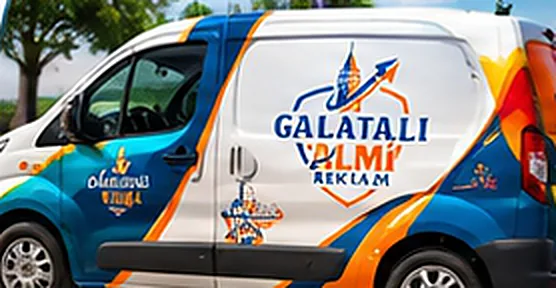 Galatalı Almi Reklam logosuyla folyo giydirilmiş ticari araç görseli